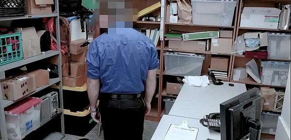  Shy redhead teen thief gets busted stealing underwear